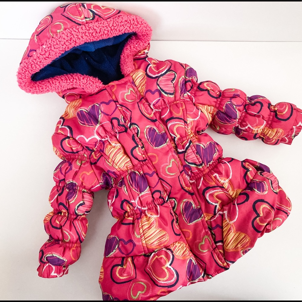 Pink Platinum Pink Heart Puffer Coat